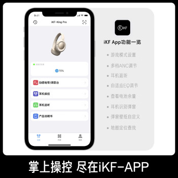 iKFKing Pro【升级45db五档降噪】主动降噪anc头戴式耳机无线蓝牙音乐网课电竞耳麦手机电脑有线通用 云岩白【ANC降噪 125小时续航】 高阶版 带APP